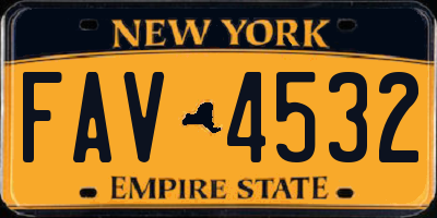 NY license plate FAV4532