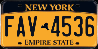 NY license plate FAV4536