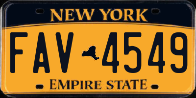 NY license plate FAV4549