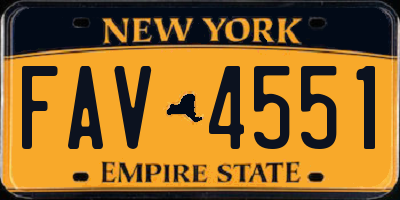 NY license plate FAV4551