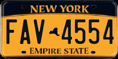 NY license plate FAV4554