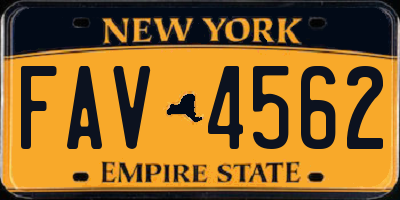 NY license plate FAV4562