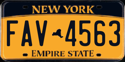 NY license plate FAV4563