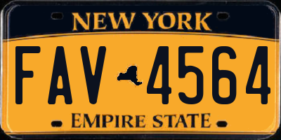 NY license plate FAV4564