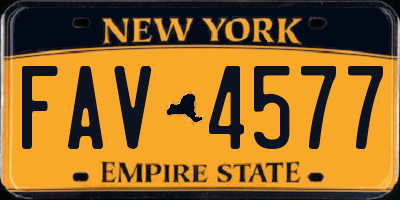 NY license plate FAV4577