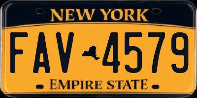 NY license plate FAV4579