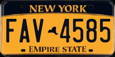 NY license plate FAV4585