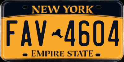 NY license plate FAV4604