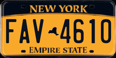 NY license plate FAV4610