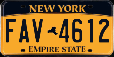 NY license plate FAV4612