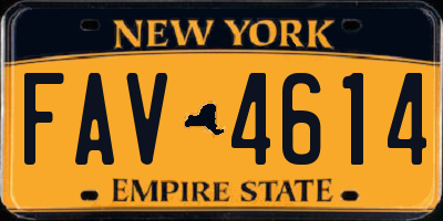 NY license plate FAV4614