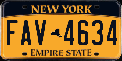 NY license plate FAV4634