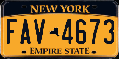 NY license plate FAV4673