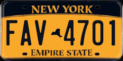 NY license plate FAV4701