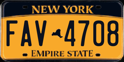 NY license plate FAV4708