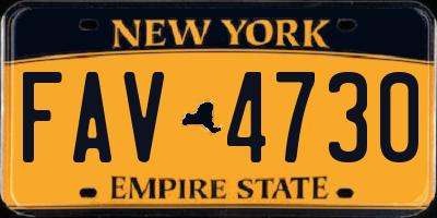 NY license plate FAV4730