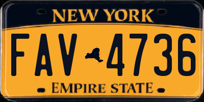 NY license plate FAV4736