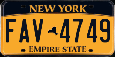 NY license plate FAV4749