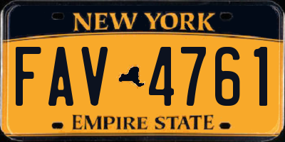 NY license plate FAV4761