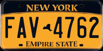 NY license plate FAV4762