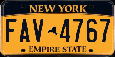 NY license plate FAV4767