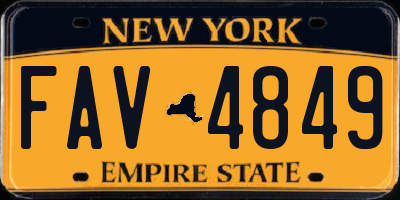 NY license plate FAV4849
