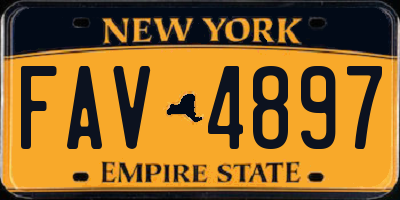 NY license plate FAV4897