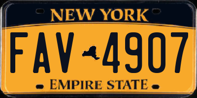 NY license plate FAV4907