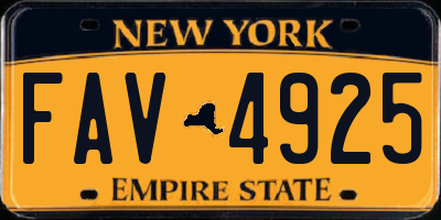 NY license plate FAV4925