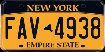 NY license plate FAV4938
