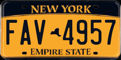 NY license plate FAV4957