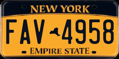 NY license plate FAV4958