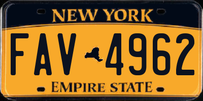 NY license plate FAV4962