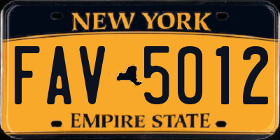 NY license plate FAV5012