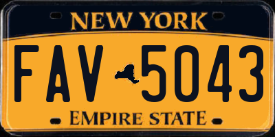 NY license plate FAV5043