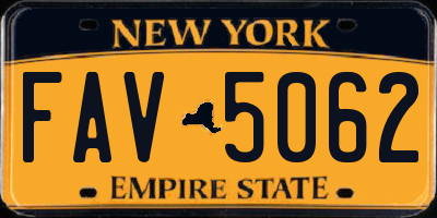 NY license plate FAV5062