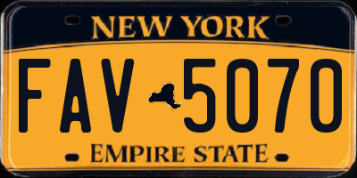 NY license plate FAV5070