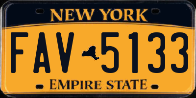 NY license plate FAV5133