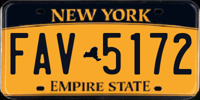 NY license plate FAV5172