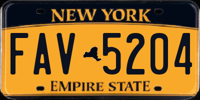 NY license plate FAV5204
