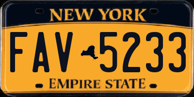 NY license plate FAV5233