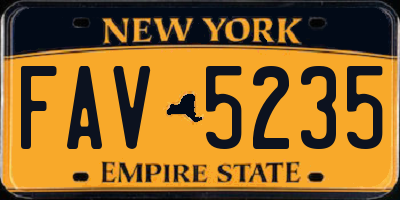 NY license plate FAV5235