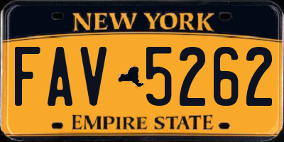 NY license plate FAV5262