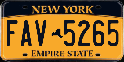 NY license plate FAV5265