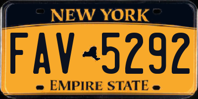 NY license plate FAV5292