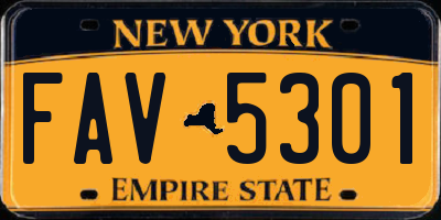 NY license plate FAV5301