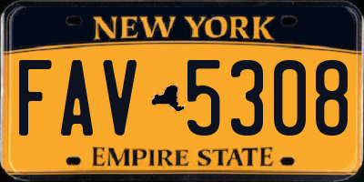 NY license plate FAV5308