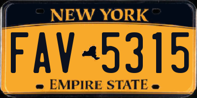 NY license plate FAV5315
