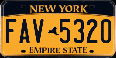NY license plate FAV5320