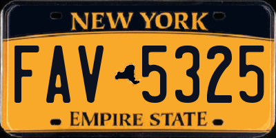 NY license plate FAV5325